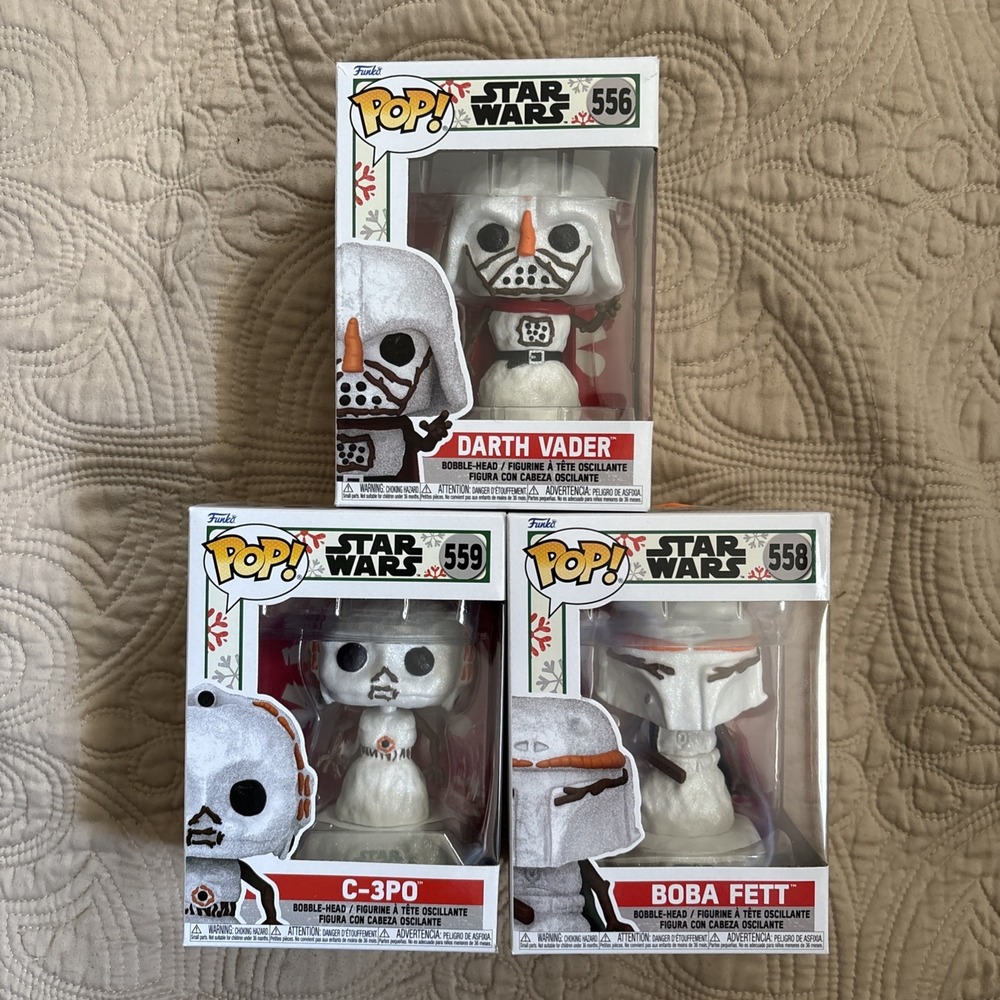 Funko POP Star Wars Snowman Darth Vader 556  Boba Fett 558 C-3PO 559